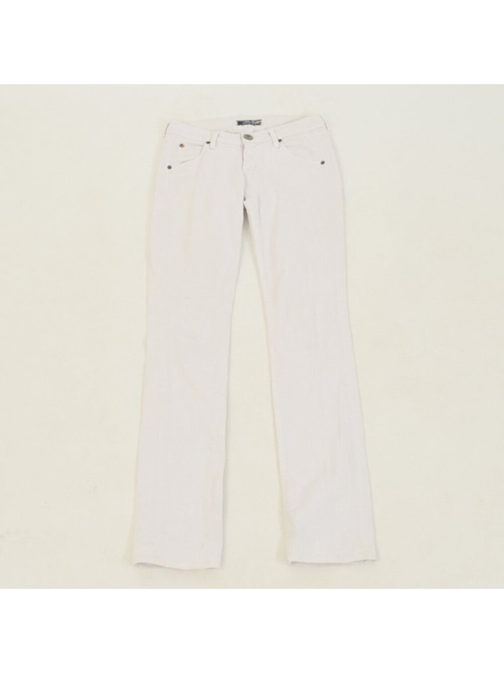 Hudson White Thick Stretch Denim Low-Rise Straight Leg Jeans